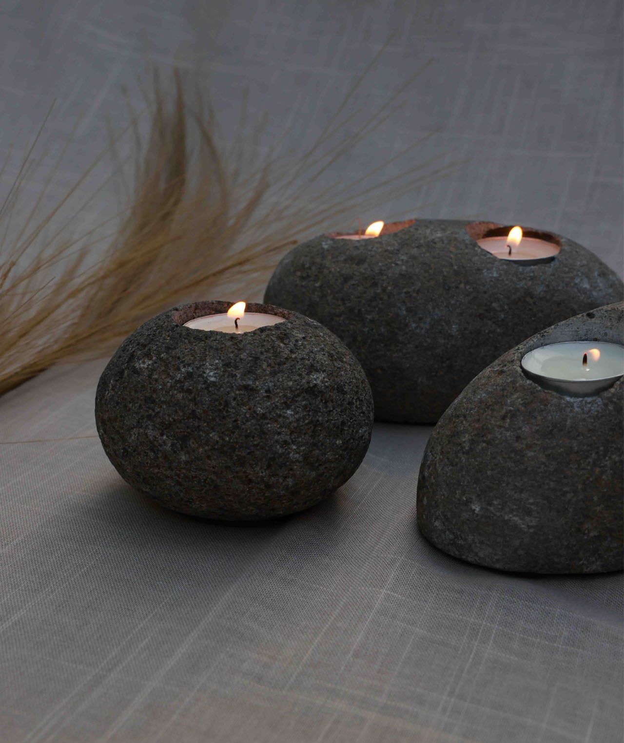 Stone shop candlestick holders