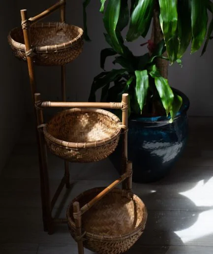 Natural Bamboo Basket - 3/Tiered